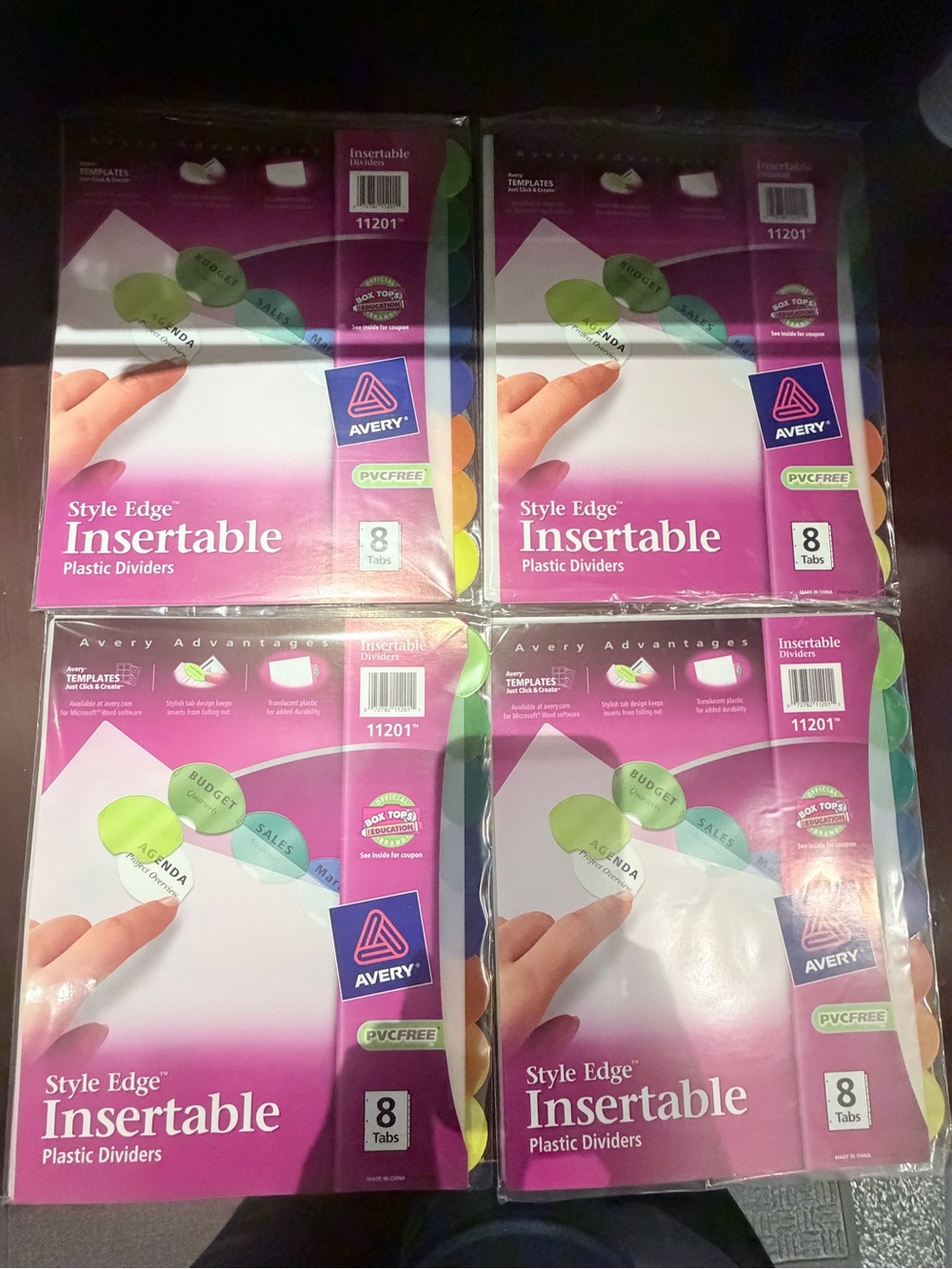 Avery Style Edge Insertable Plastic Dividers – 8 Tabs (Bundle of 4 Packs) – New